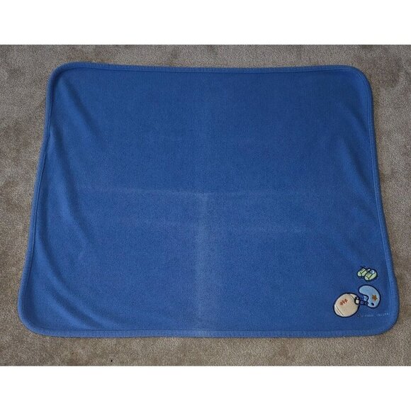 Carter's Just One Year Blue Fleece Baby Blanket Little Athlete Football READ - Picture 4 of 9